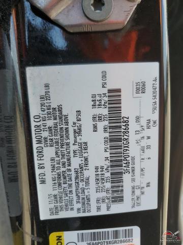 3FA6P0T9XGR286682 2016 FORD FUSION photo no. 12
