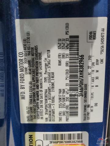 3FA6P0H7XHR382966 2017 FORD FUSION photo no. 12