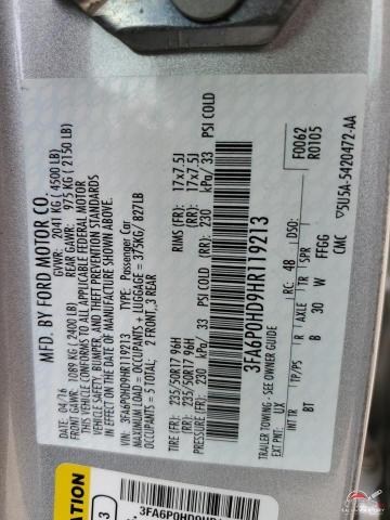 3FA6P0HD9HR119213 2017 FORD FUSION photo no. 12