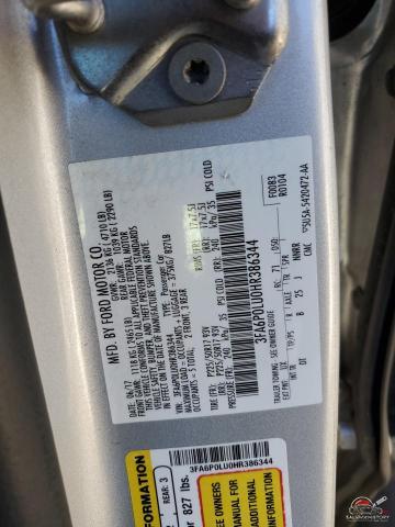 3FA6P0LU0HR386344 2017 FORD FUSION photo no. 12