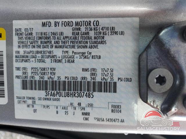 3FA6P0LU8HR307485 2017 FORD FUSION photo no. 12