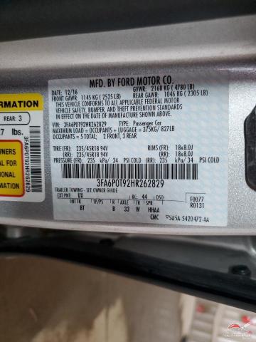 3FA6P0T92HR262829 2017 FORD FUSION photo no. 10