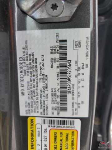 3FA6P0D95JR205643 2018 FORD FUSION photo no. 12