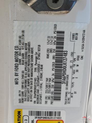 3FA6P0HD0LR127483 2020 FORD FUSION photo no. 13
