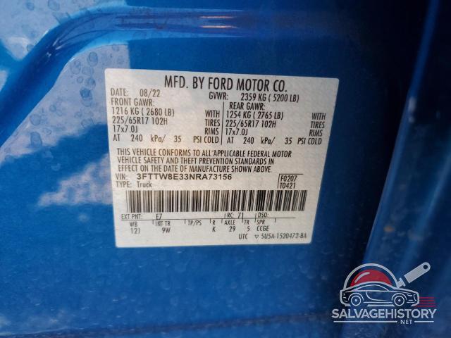 3FTTW8E33NRA73156 2022 FORD MAVERICK photo no. 12