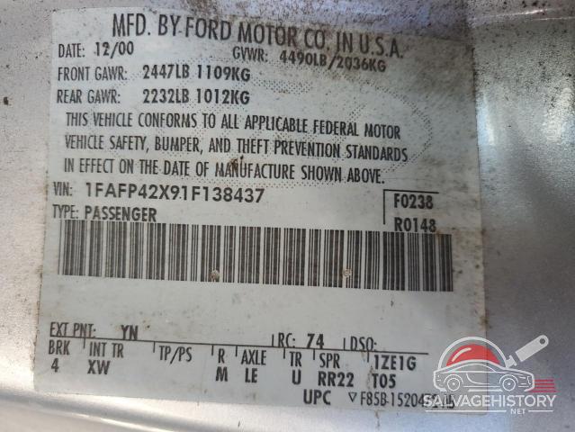 1FAFP42X91F138437 2001 FORD MUSTANG photo no. 12