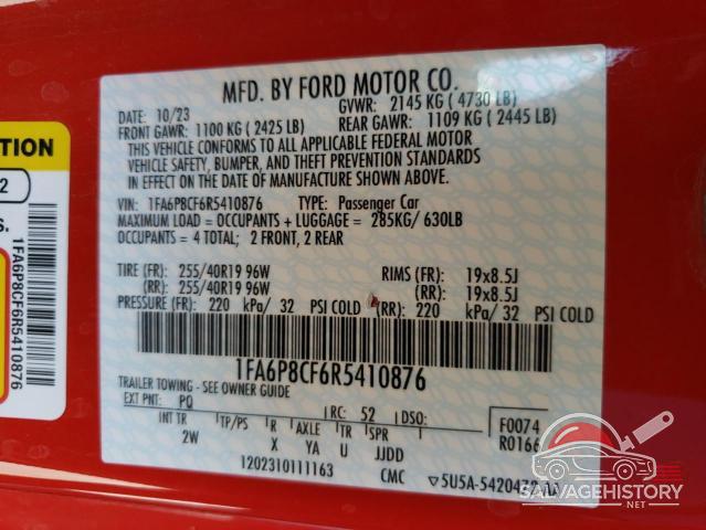 1FA6P8CF6R5410876 2024 FORD MUSTANG photo no. 12