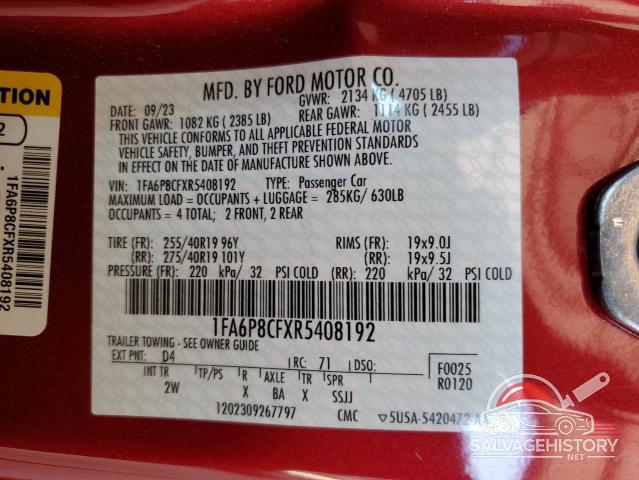 1FA6P8CFXR5408192 2024 FORD MUSTANG photo no. 12