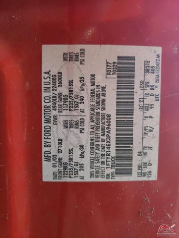 1FTYR14EX3PA96008 2003 FORD RANGER photo no. 12