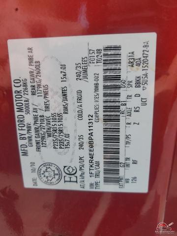 1FTKR4EE0BPA11312 2011 FORD RANGER photo no. 12