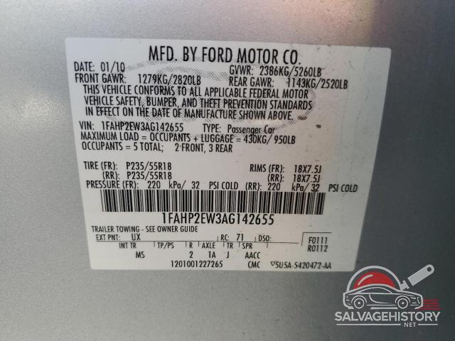 1FAHP2EW3AG142655 2010 FORD TAURUS photo no. 12