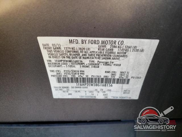1FAHP2EW3BG168156 2011 FORD TAURUS photo no. 12