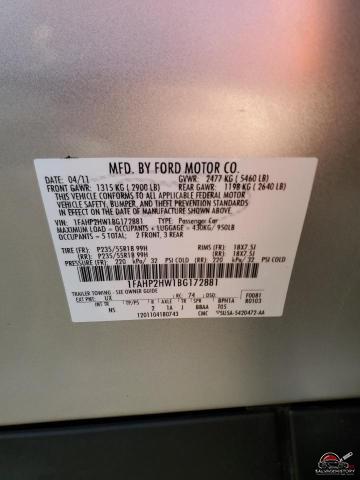 1FAHP2HW1BG172881 2011 FORD TAURUS photo no. 12