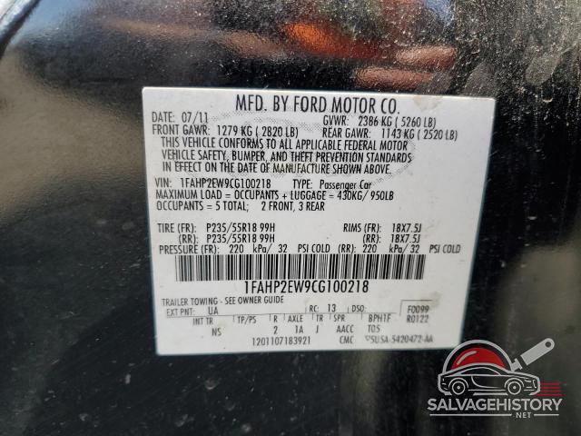 1FAHP2EW9CG100218 2012 FORD TAURUS photo no. 12