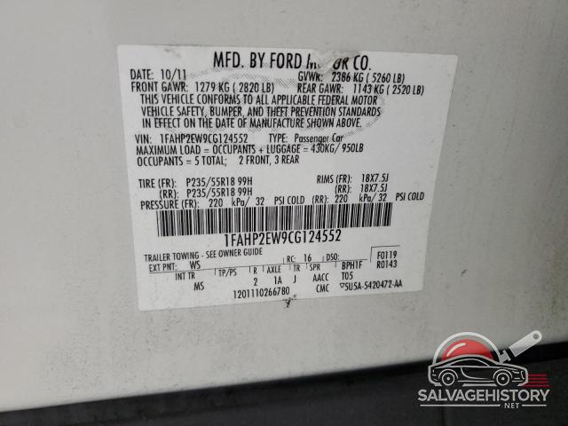 1FAHP2EW9CG124552 2012 FORD TAURUS photo no. 12