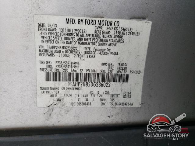 1FAHP2H85DG236022 2013 FORD TAURUS photo no. 12