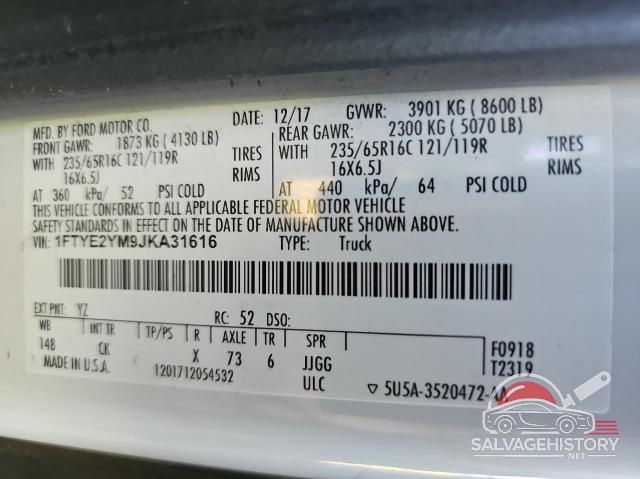 1FTYE2YM9JKA31616 2018 FORD TRANSIT photo no. 10