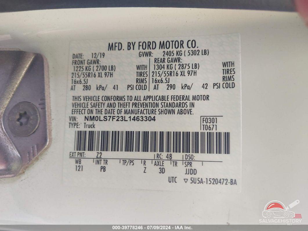 NM0LS7F23L1463304 2020 FORD TRANSIT CONNECT photo no. 9