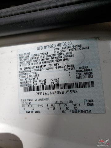 2FMZA51423BB39595 2003 FORD WINDSTAR photo no. 12