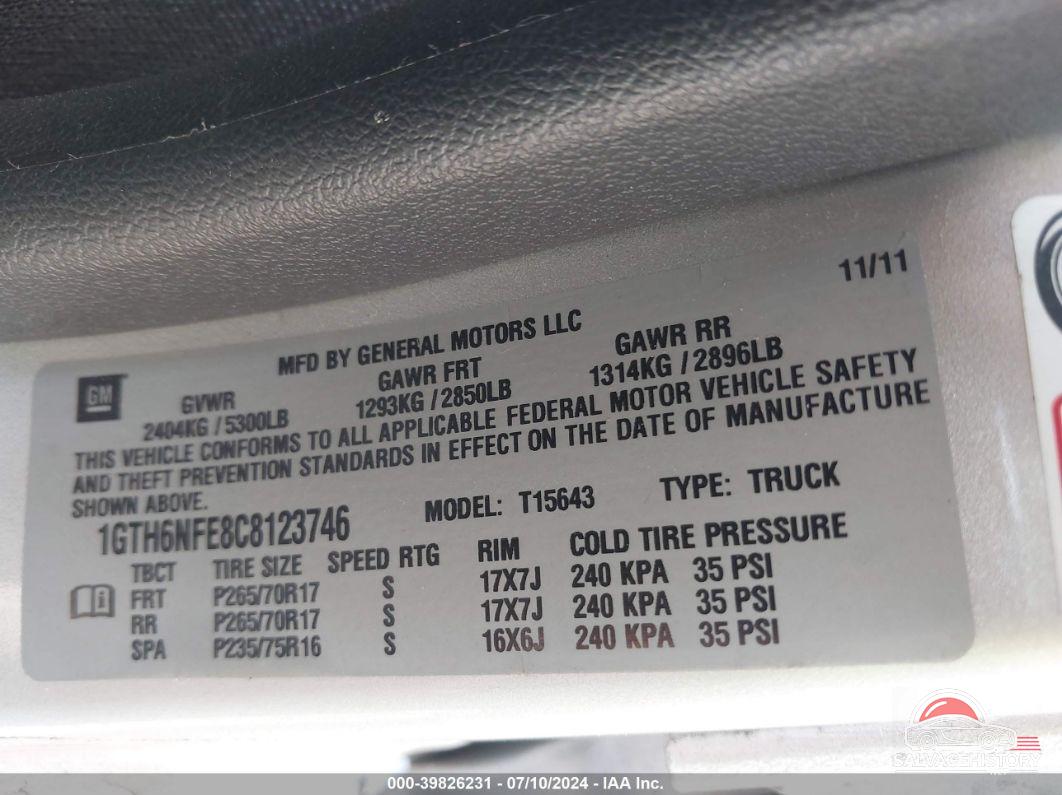 1GTH6NFE8C8123746 2012 GMC CANYON photo no. 9