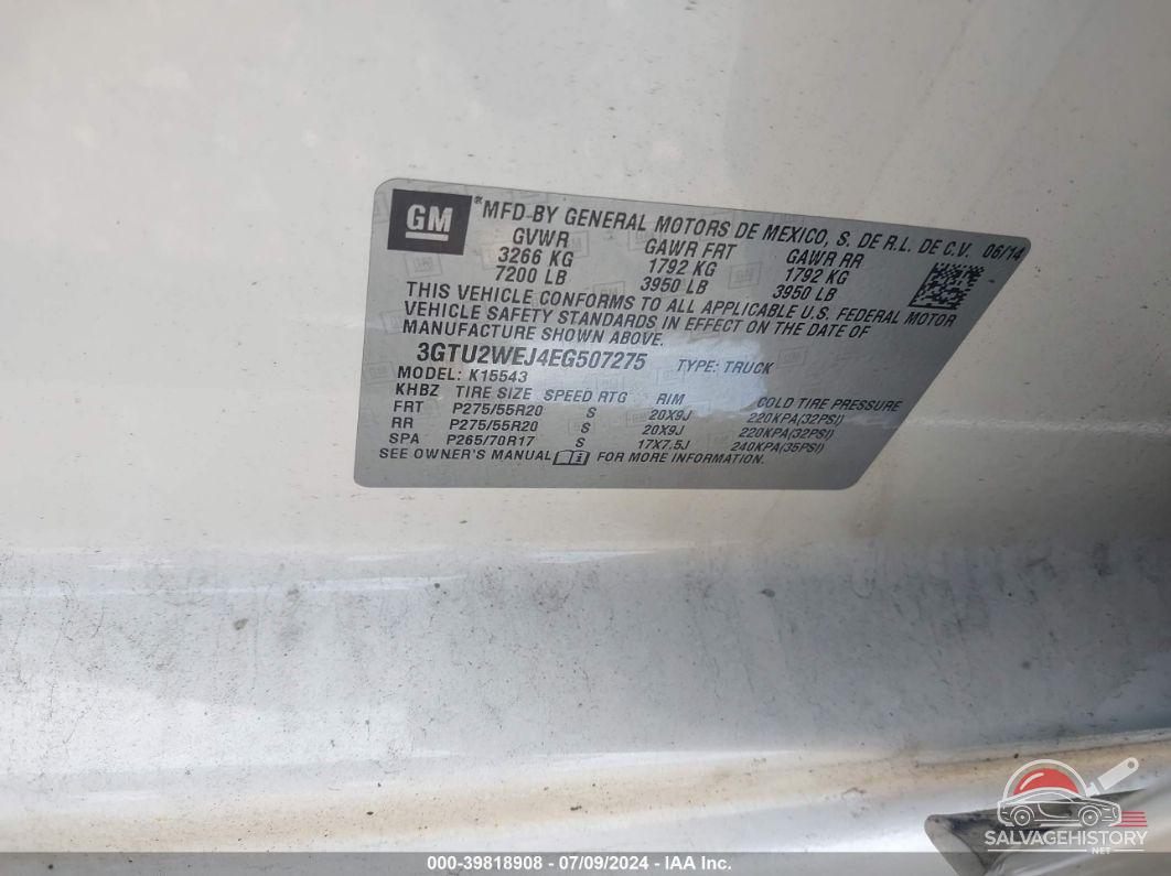 3GTU2WEJ4EG507275 2014 GMC SIERRA 1500 photo no. 9