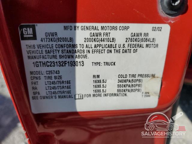 1GTHC23132F193013 2002 GMC SIERRA photo no. 12