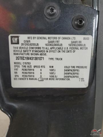 2GTEC19V431381071 2003 GMC SIERRA photo no. 12