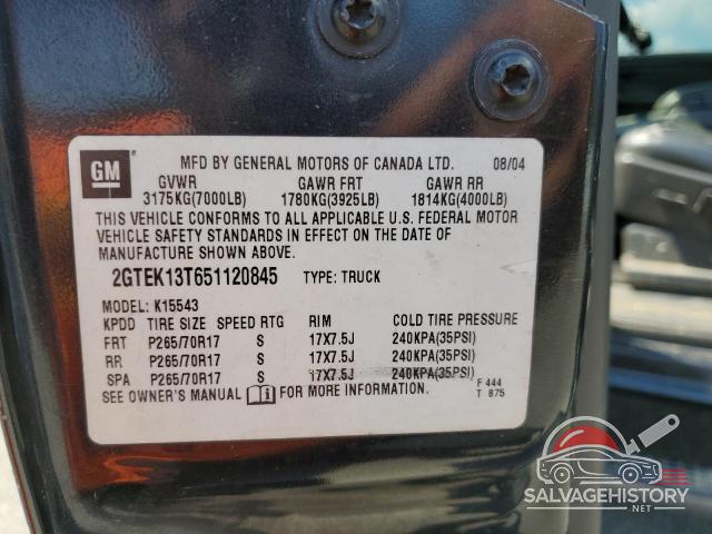 2GTEK13T651120845 2005 GMC SIERRA photo no. 13