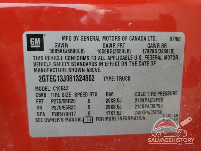 2GTEC13J081324802 2008 GMC SIERRA photo no. 13