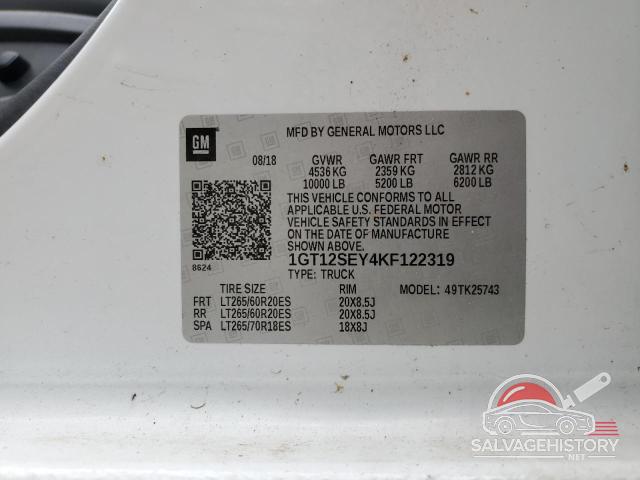 1GT12SEY4KF122319 2019 GMC SIERRA photo no. 12