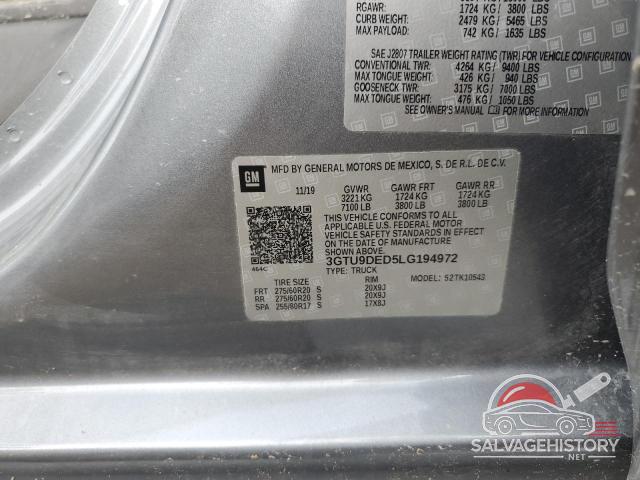 3GTU9DED5LG194972 2020 GMC SIERRA photo no. 13