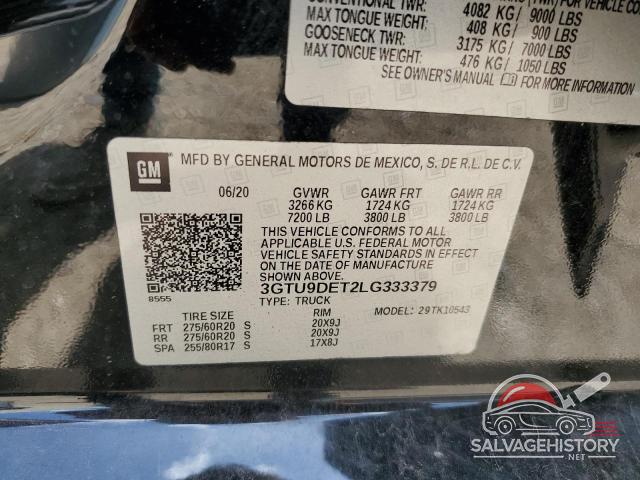 3GTU9DET2LG333379 2020 GMC SIERRA photo no. 12