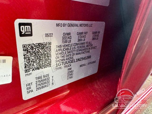 1GTUUGEL1NZ541269 2022 GMC SIERRA photo no. 10