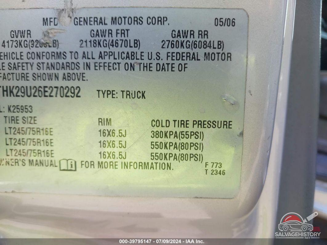 1GTHK29U26E270292 2006 GMC SIERRA 2500HD photo no. 9