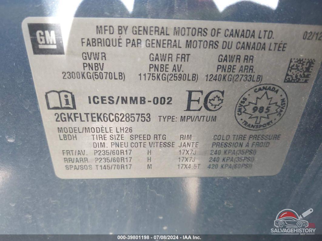 2GKFLTEK6C6285753 2012 GMC TERRAIN photo no. 9