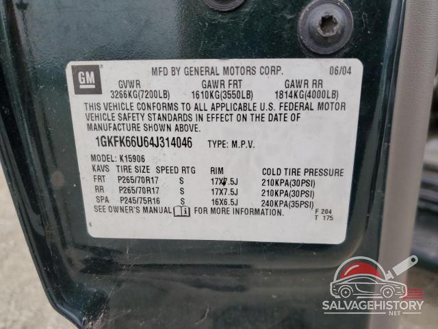 1GKFK66U64J314046 2004 GMC YUKON photo no. 13