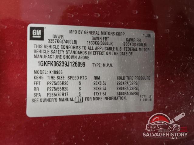 1GKFK06239J126099 2009 GMC YUKON photo no. 13