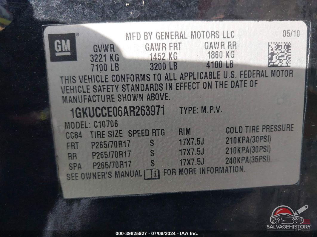 1GKUCCE06AR263971 2010 GMC YUKON photo no. 9