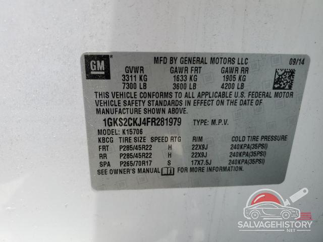 1GKS2CKJ4FR281979 2015 GMC YUKON photo no. 13