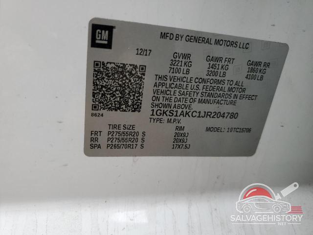 1GKS1AKC1JR204780 2018 GMC YUKON photo no. 13