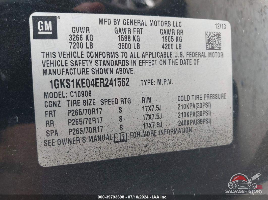 1GKS1KE04ER241562 2014 GMC YUKON XL 1500 photo no. 9