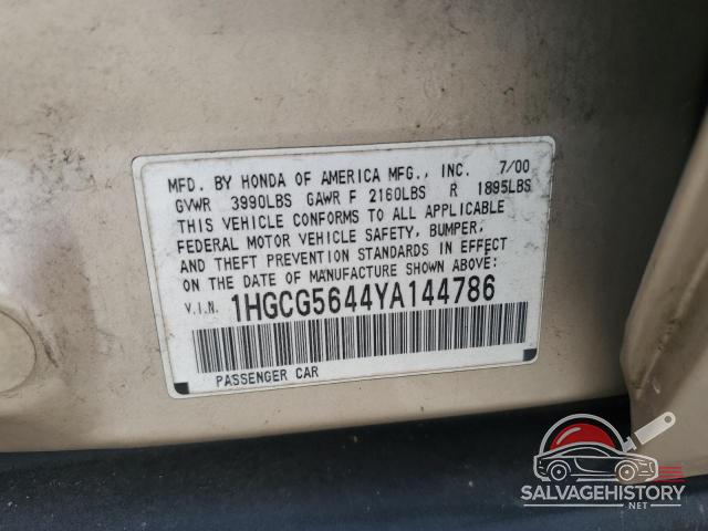 1HGCG5644YA144786 2000 HONDA ACCORD photo no. 12