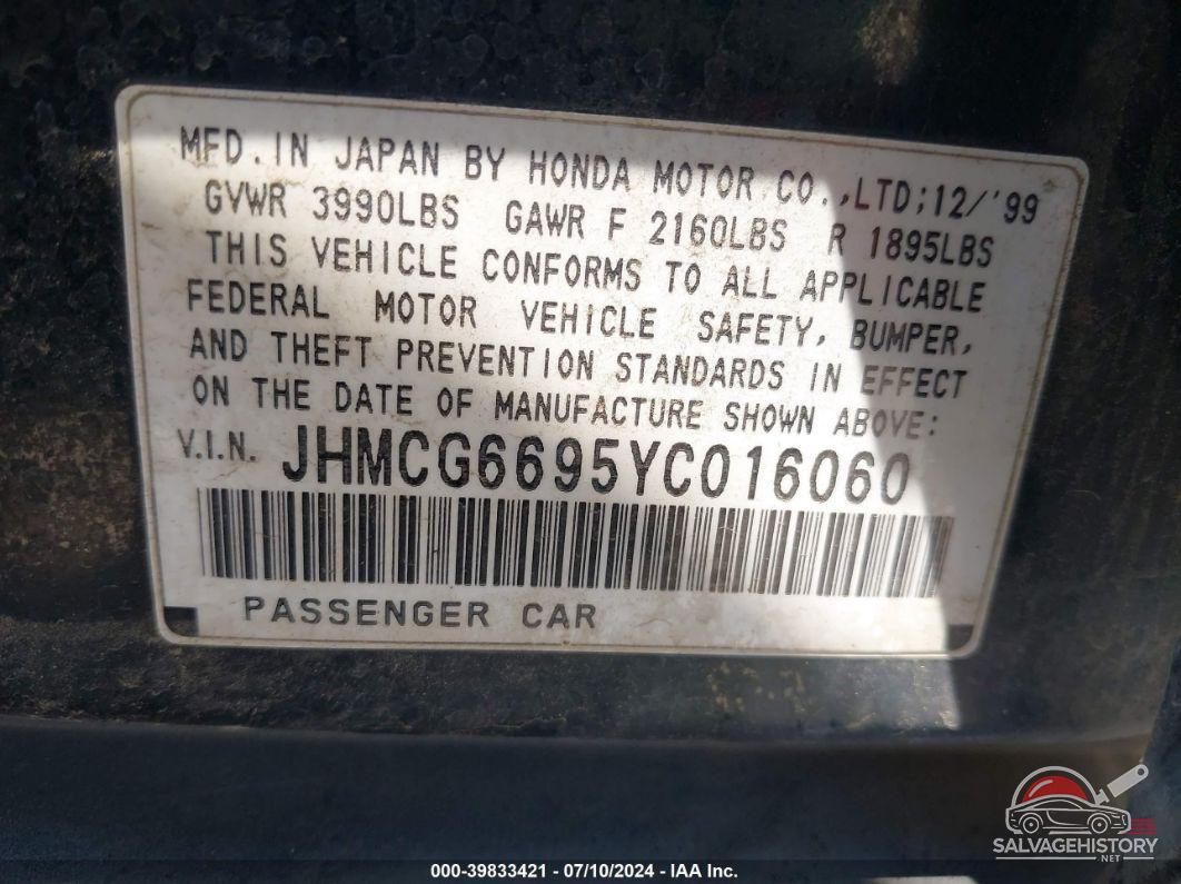 JHMCG6695YC016060 2000 HONDA ACCORD photo no. 9