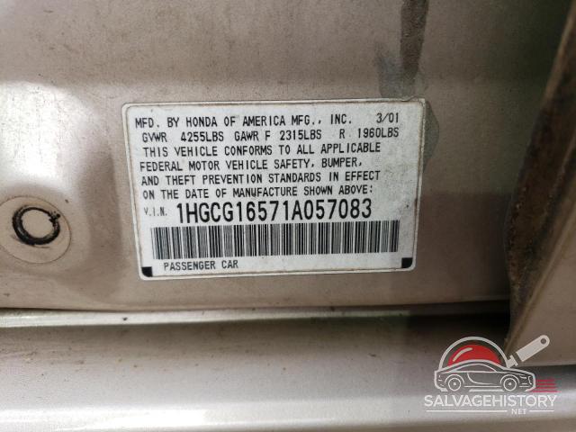 1HGCG16571A057083 2001 HONDA ACCORD photo no. 12