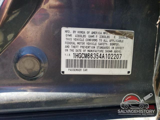 1HGCM66354A102207 2004 HONDA ACCORD photo no. 12