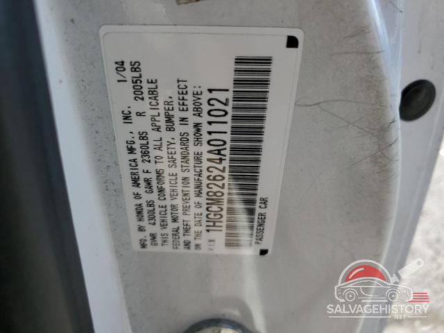 1HGCM82624A011021 2004 HONDA ACCORD photo no. 12