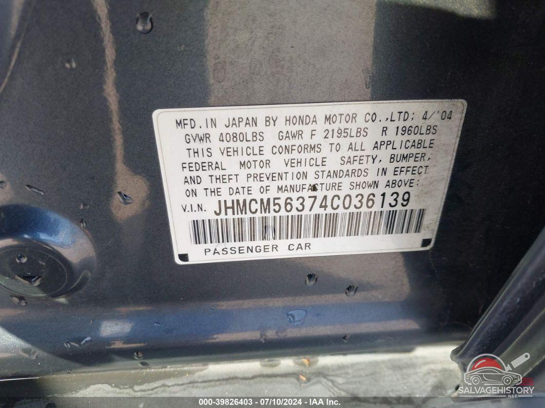 JHMCM56374C036139 2004 HONDA ACCORD photo no. 9