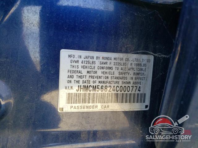 JHMCM56824C000774 2004 HONDA ACCORD photo no. 12