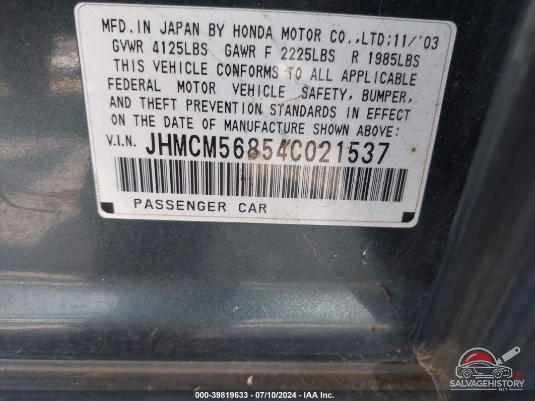 JHMCM56854C021537 2004 HONDA ACCORD photo no. 9
