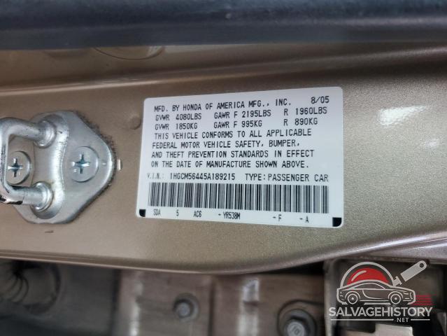1HGCM56445A189215 2005 HONDA ACCORD photo no. 12